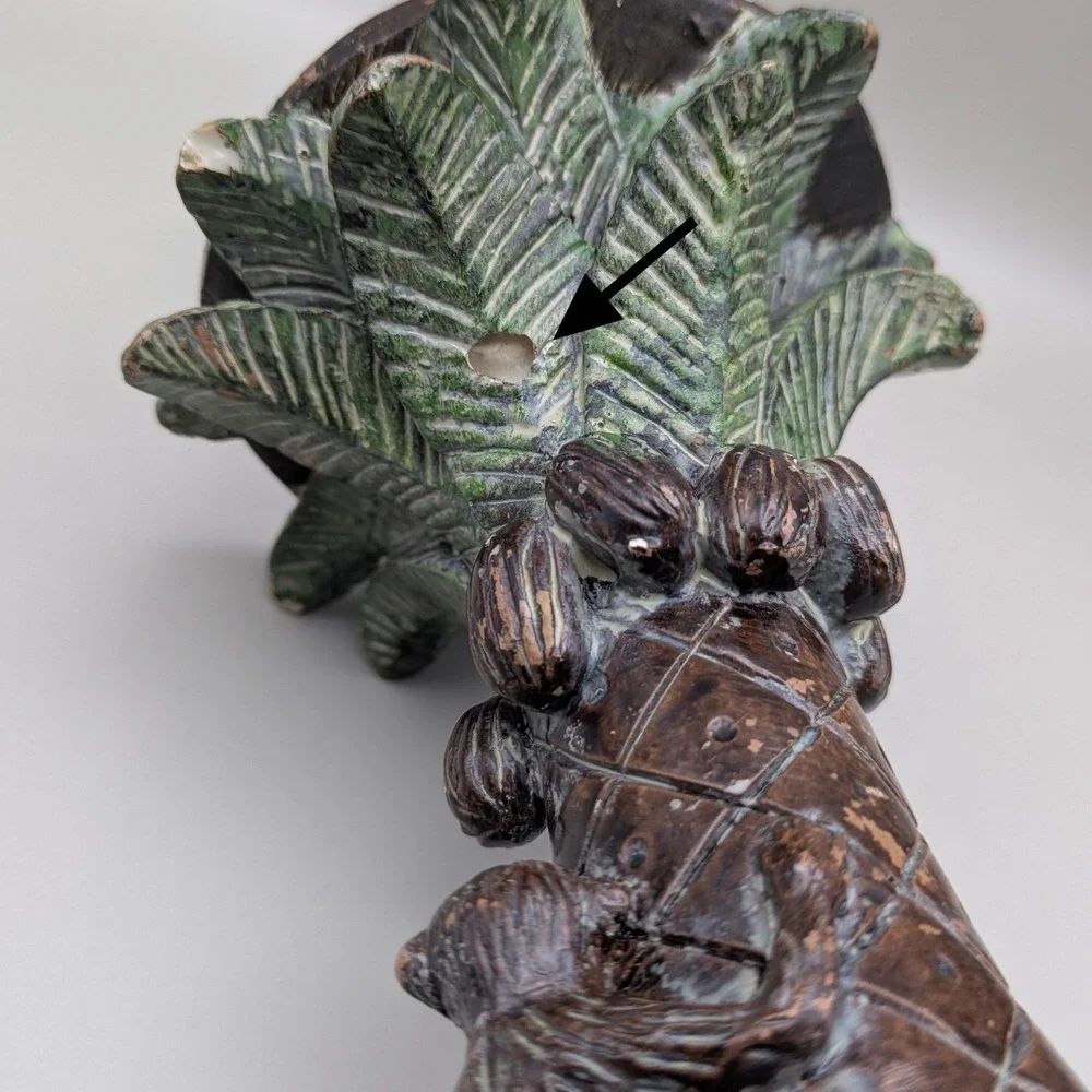 Vintage Style Monkey Palm Tree‎ Coconuts Pillar Candle Stands Holders - Set of 2